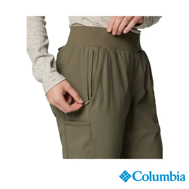 【Columbia 哥倫比亞】女款-超防曬UPF50防潑長褲-軍綠(UAR09800AG/IF)