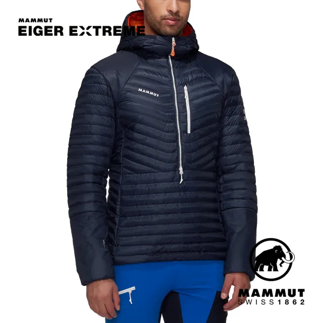 【Mammut 長毛象官方直營】Eiger Speed IN Half Zip Hoodie極限艾格羽絨連帽上衣 夜藍 男款 #1013-03240