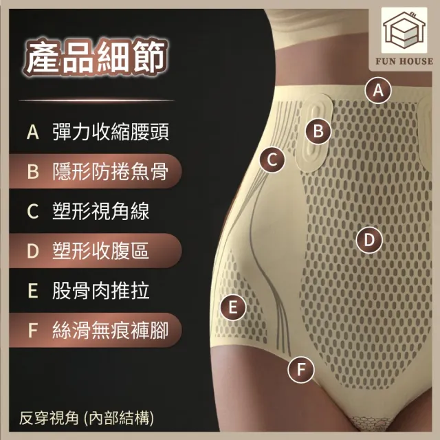 【FUN HOUSE】高腰提臀收腹內褲(束腹褲 束腹內褲 收腹內褲 收腹褲 束褲 塑身褲 提臀褲)