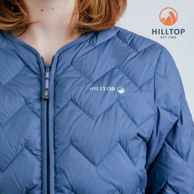 【Hilltop 山頂鳥】超潑水石墨烯保暖蓄熱羽絨短大衣外套 可銜接GORE-TEX外件 女款 藍｜PF22XF28ECE0