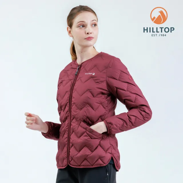 【Hilltop 山頂鳥】超潑水石墨烯保暖蓄熱羽絨短大衣外套 可銜接GORE-TEX外件 女款 栗紅|PF22XF28ECH0