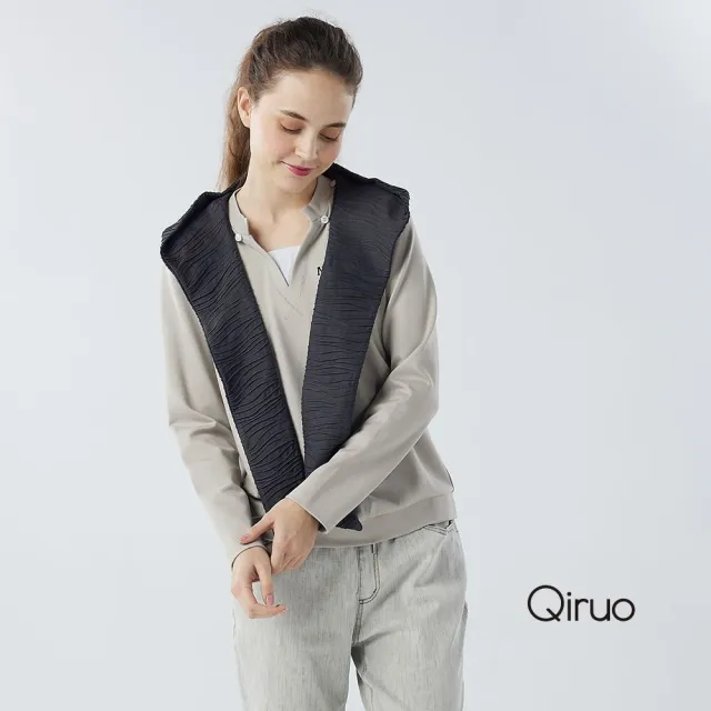 【Qiruo 奇若名品】中厚棉 披肩造型灰長袖上衣6021A 
