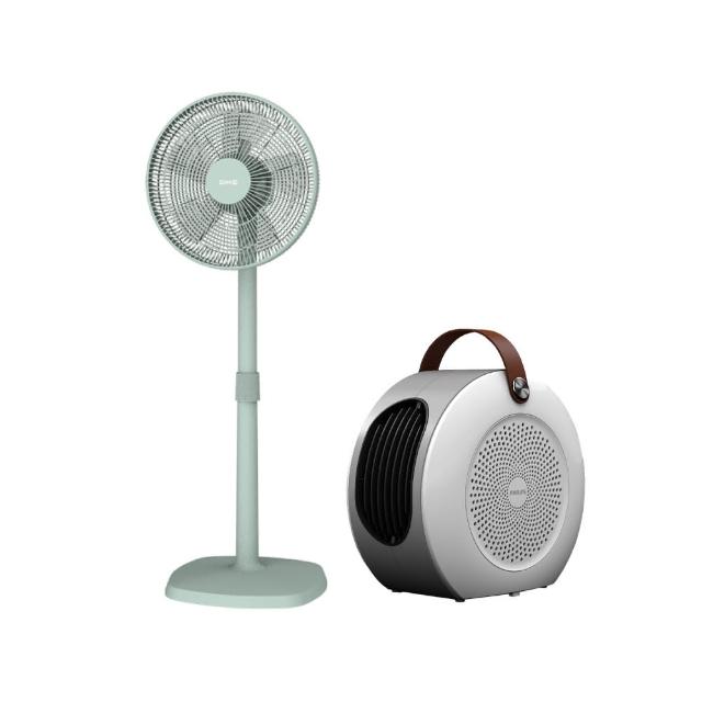 【Philips 飛利浦】14吋DC扇超值組-多功能 烘鞋 烘被 電暖器+14吋DC擺頭扇(AHR3124FM+HLE100)