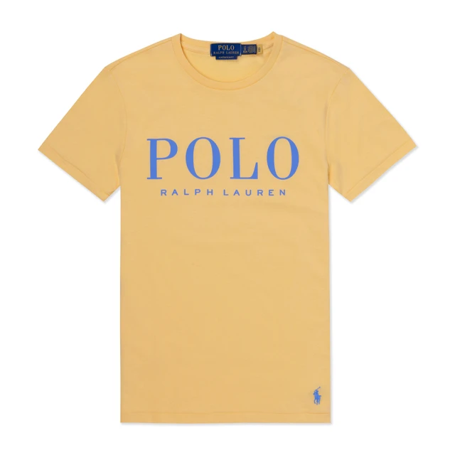 RALPH LAUREN RL POLO 經典印刷文字圖案短袖T恤-黃色(百搭爆款/春夏舒適/平輸品/短T)