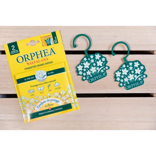 【義大利ORPHEA歐菲雅】掛耳式衣物保護吊片 2入/盒(經典花香/薰衣草/原木/佛手柑)