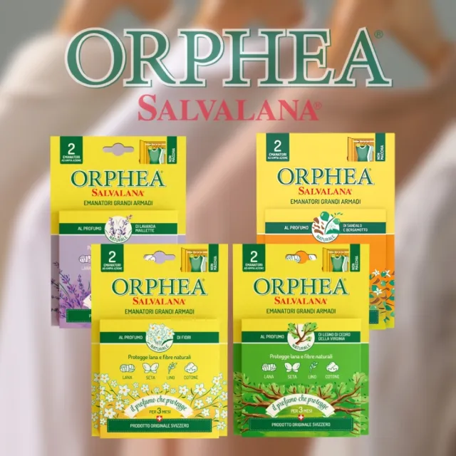 【義大利ORPHEA歐菲雅】掛耳式衣物保護吊片 2入/盒(經典花香/薰衣草/原木/佛手柑)