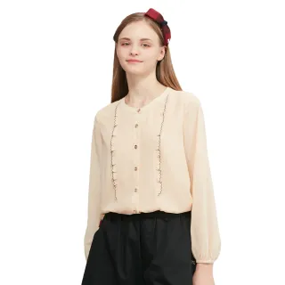 【SCOTTISH HOUSE】荷葉邊雪紡長袖襯衫-米白/豆沙粉CHUB1360