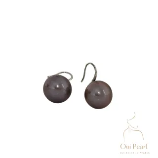 【OuiPearl】紫葡萄鏡面愛迪生珍珠耳環(稀缺高品質粉紫色愛迪生珍珠)