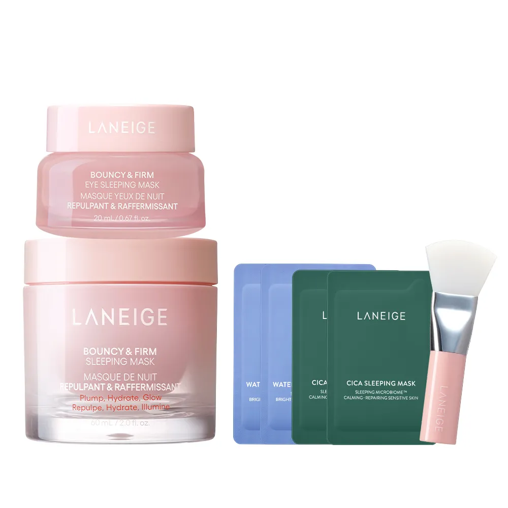 【LANEIGE 蘭芝】粉澎潤臉眼澎澎組(晚安面膜60ml+眼膜20g)