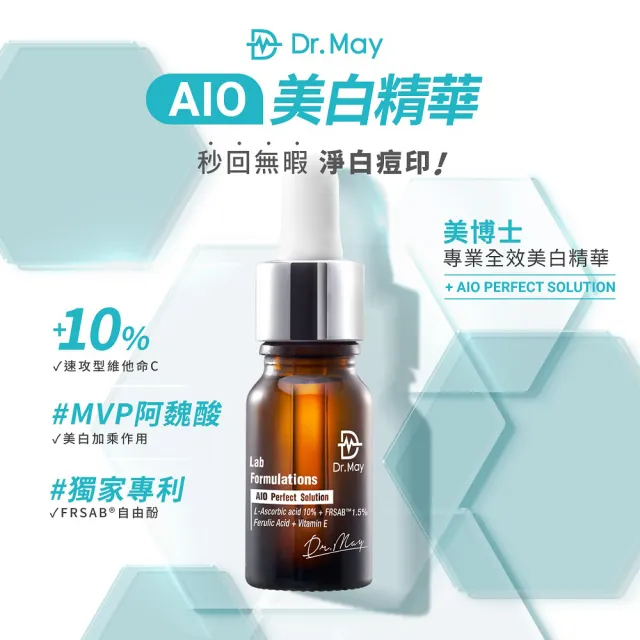 【Dr. May美博士】專業B3+AIO抗痘淡印亮白1+1組(B3 Acne Solution 早C晚B)