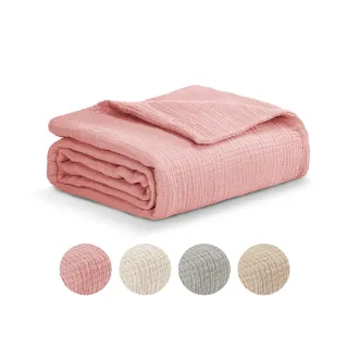 【KU.KU. 酷咕鴨】KUKU PLUS雲朵皺布六層紗布浴巾蓋毯80x130cm(哺乳巾/遊戲毯/外出毯)