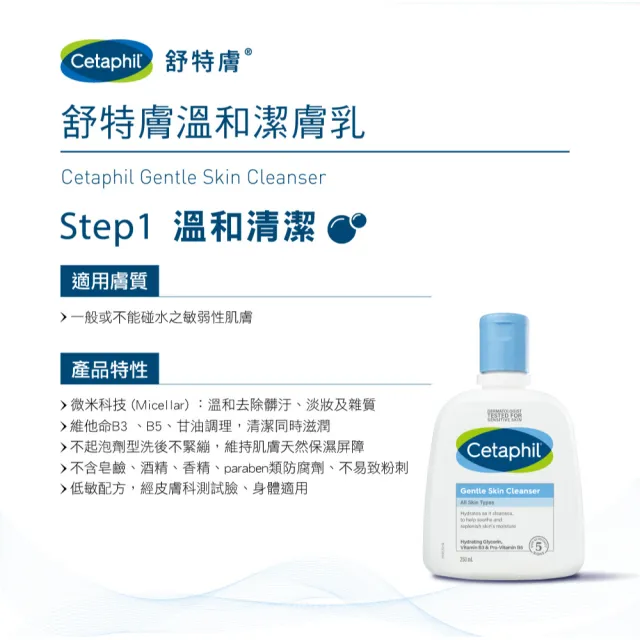 【Cetaphil 舒特膚】官方直營 溫和潔膚乳 59ml(洗面乳/敏感肌/保濕/B3/B5/乾燥粗糙)