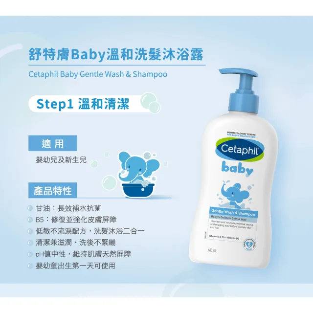 【Cetaphil 舒特膚】官方直營 baby溫和潤膚乳 400ml(嬰兒乳液/臉部身體適用)