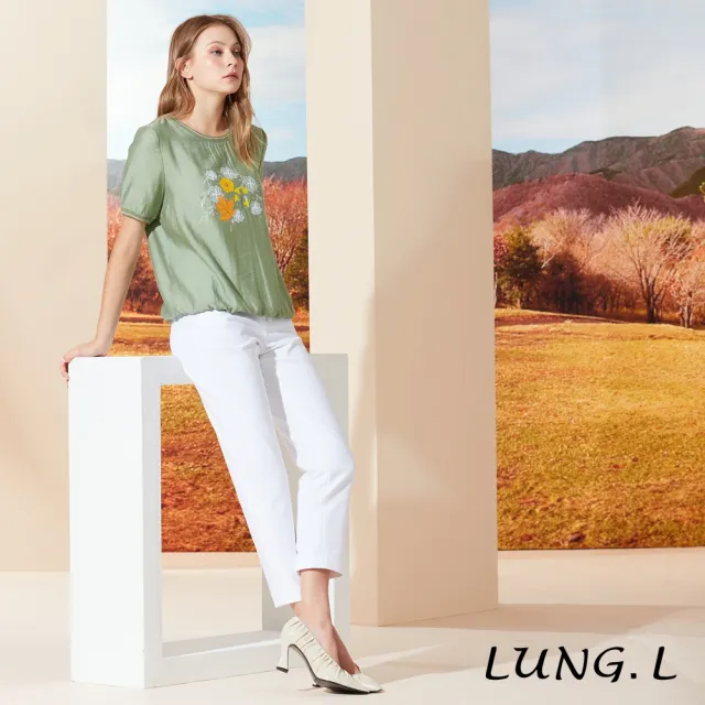 【LUNG.L 林佳樺】LQ60E01白色棉質斜口袋九分褲(秋冬新品 女裝)