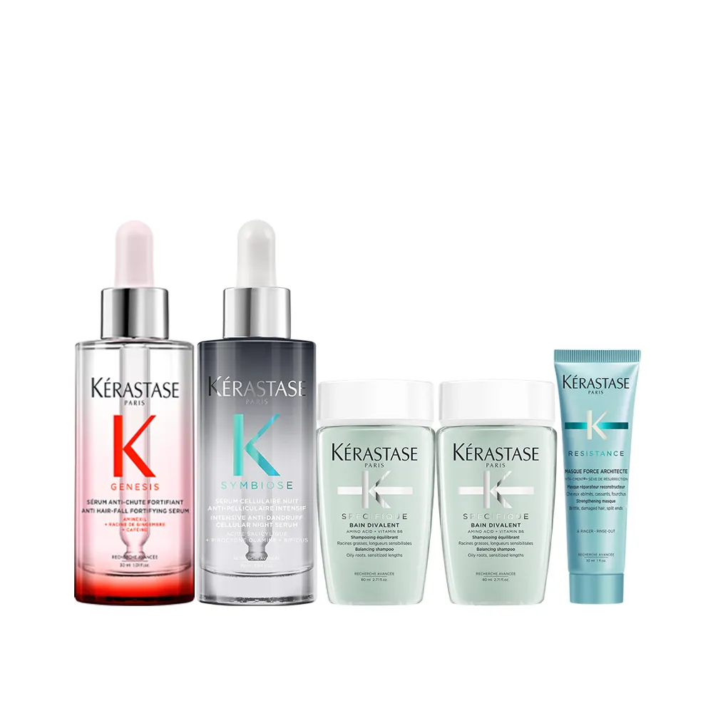 【KERASTASE 巴黎卡詩】極淨平衡+粉漾芯生頭皮精華組