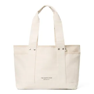 【The North Face 官方旗艦】北面男女款白色大容量LOGO帆布休閒托特包｜88TNLE7
