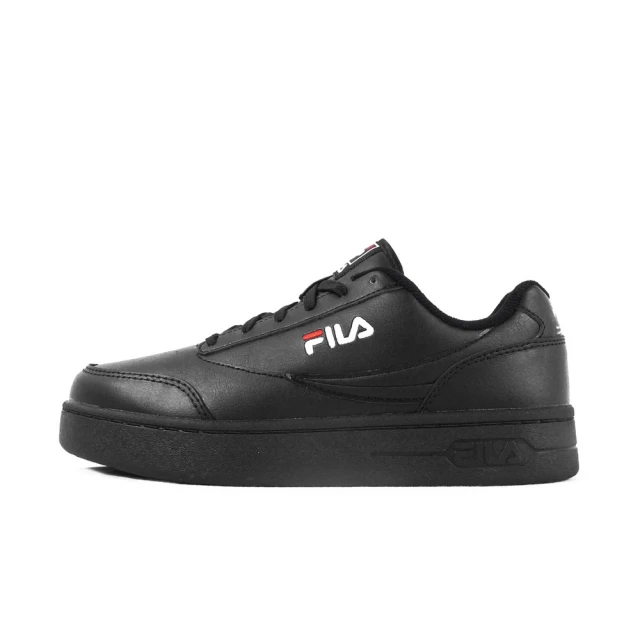 FILA Court Lux 男女 休閒鞋 基本款 皮革 百搭 厚底 增高 黑(4-C903W-001)