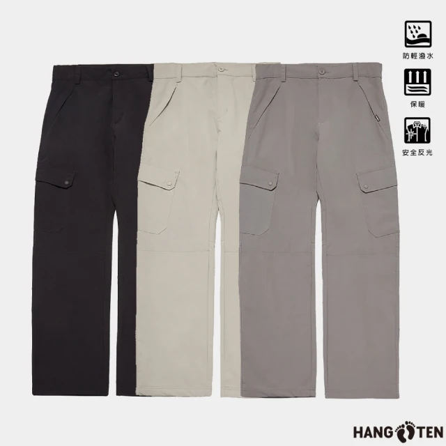 Hang Ten 男裝-恆溫多功能-STRAIGHT FIT防輕潑水多口袋直筒工裝長褲(深灰)