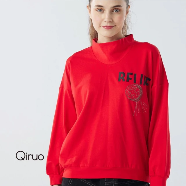 Qiruo 奇若名品 秋冬專櫃紅色上衣3026A 英文款(M-XL)