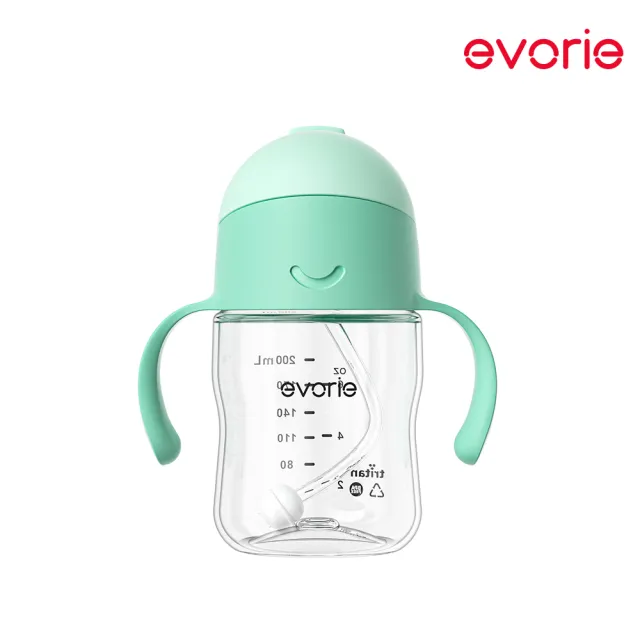 【Evorie】Tritan 200mL+300mL學飲吸管水杯組(總代理公司貨/微笑水杯)