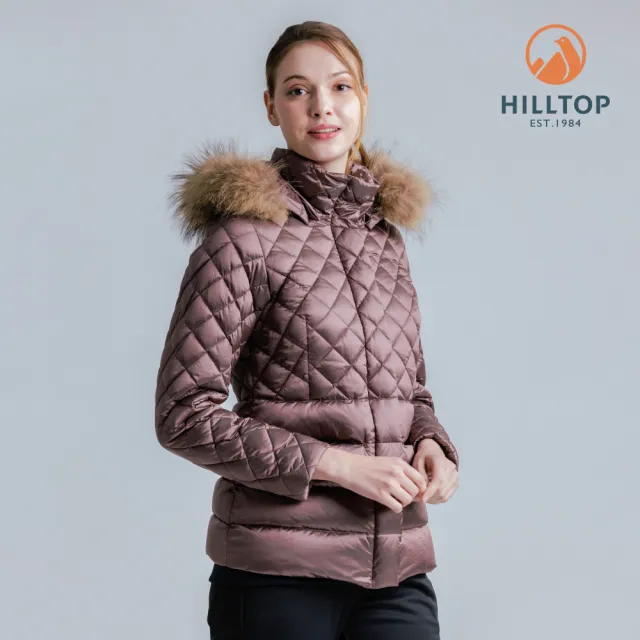 【Hilltop 山頂鳥】超潑水石墨烯保暖蓄熱羽絨短大衣外套 女款 乾燥玫瑰粉｜PF22XF26ECH0