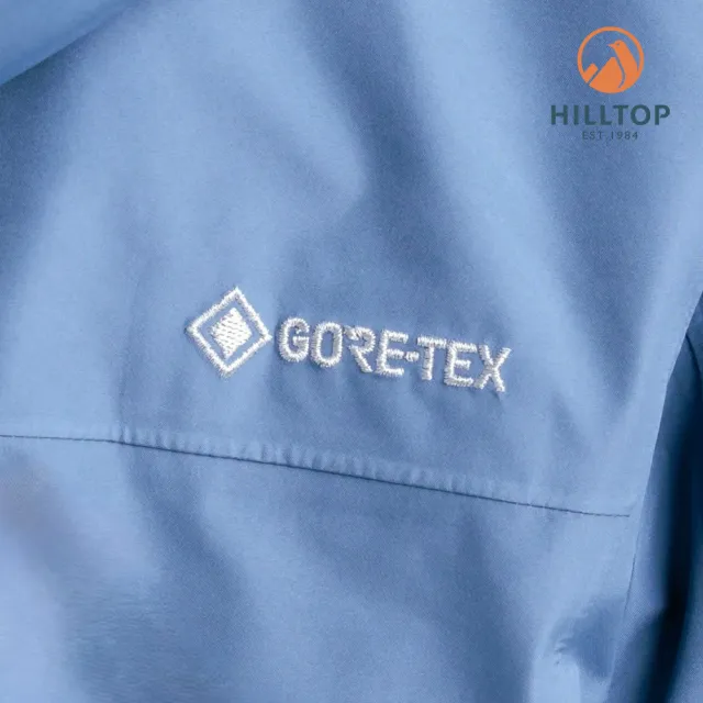 【Hilltop 山頂鳥】GORE-TEX施華洛世奇水鑽防水透氣防風短大衣外套 可銜接內件 女款 藍｜PH22XF13ECE0
