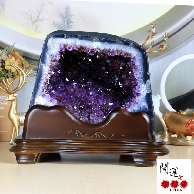 【開運方程式】紫晶洞l特紫鈦晶綠幽靈共生JU422(17.65kg紫水晶洞風水開運擺設)