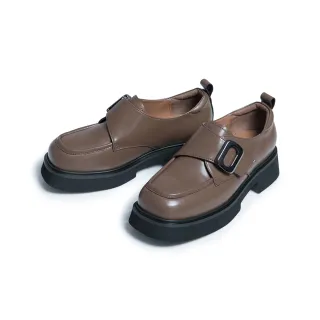 【FAIR LADY】小時光 潮流方釦厚底樂福鞋(咖啡、5A2989)