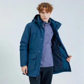 【Hilltop 山頂鳥】GORE-TEX 二合一防水透氣石墨烯保暖蓄熱羽絨長大衣外套 藍｜PF21XM63ECEE