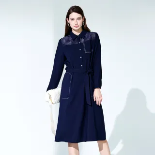 【KERAIA 克萊亞】經典香頌風衣式牛仔洋裝