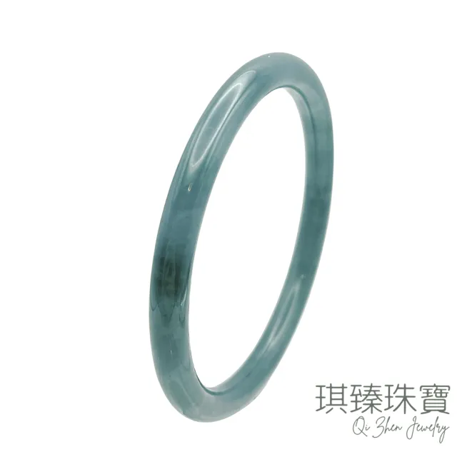 琪臻珠寶】天然A貨翡翠糯冰種藍水圓骨鐲(18-19.5圍手鐲_老種藍水_叮噹