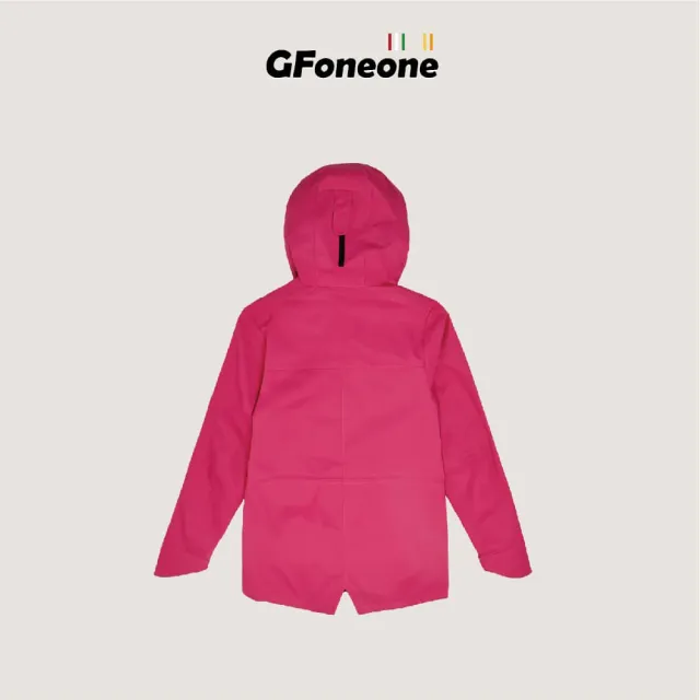 【GFoneone】女長版防水透氣機能外套-桃紅(女外套 機能外套 薄外套 防水外套)