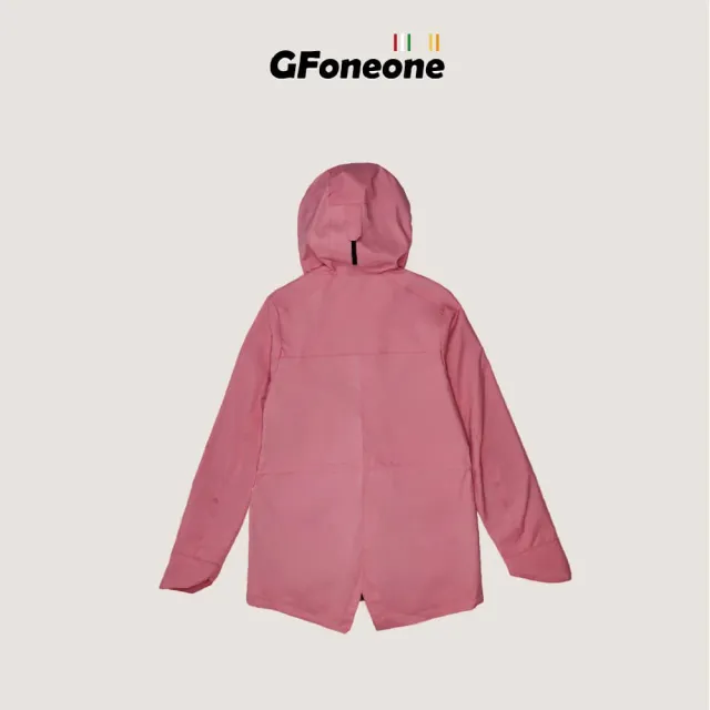 【GFoneone】女長版防水透氣機能外套-粉紅(女外套 機能外套 薄外套 防水外套)