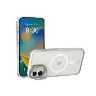 【MONOCOZZI】iPhone 16 Plus 磁吸金屬鏡頭支架防摔保護殼-透明/銀色(支援MagSafe功能)