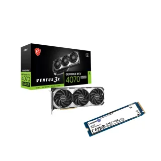 【MSI 微星】卡+SSD組合 RTX4070S 12G VENTUS 3X+Kingston 1TB PCIe 4.0 SSD