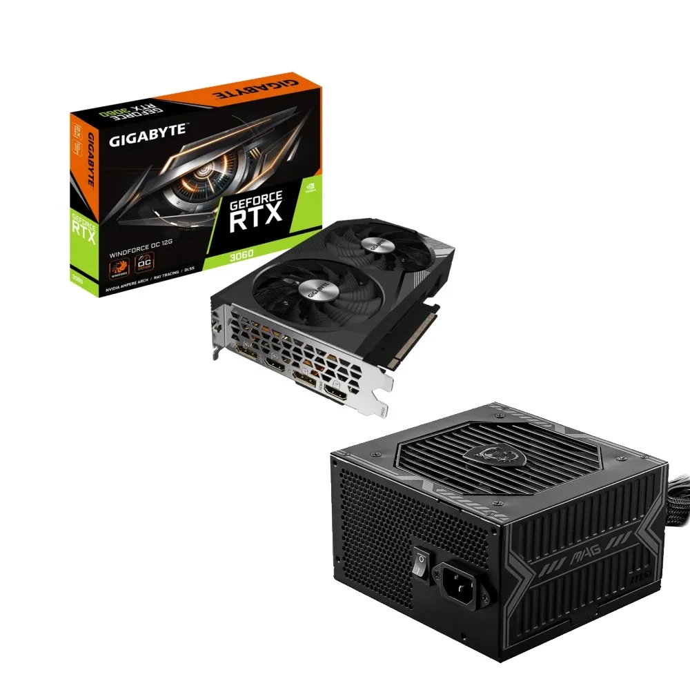 【GIGABYTE 技嘉】650W組合★GeForce RTX 3060 WINDFORCE OC 12G 顯示卡+A650BN電源供應器