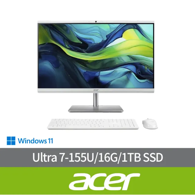 【Acer 宏碁】27型Ultra 7 AIO液晶電腦(Aspire C27-195ES/Ultra 7-155U/16G/1TB SSD/W11)