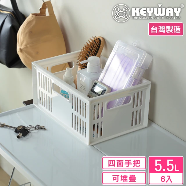 KEYWAY 聯府 尼刻21萬用籃5.5L-6入(收納籃 堆疊置物籃 MIT台灣製造)