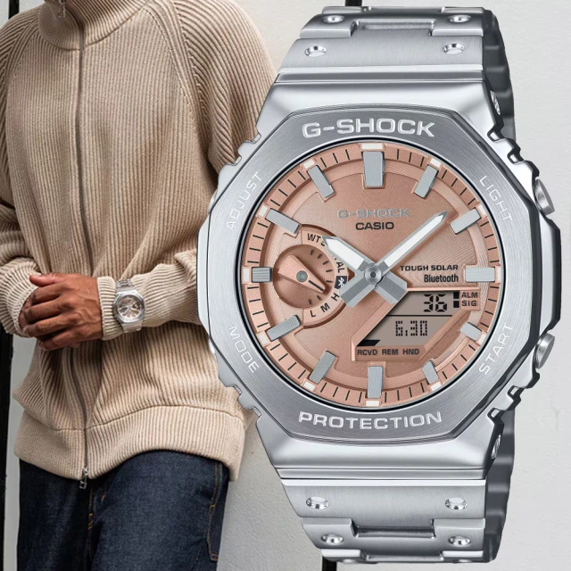 CASIO 卡西歐 G-SHOCK 全金屬 八角形錶殼 雙顯腕錶 禮物推薦 送禮首選(GM-B2100AD-5A)