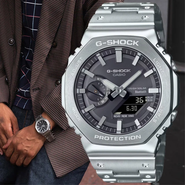 CASIO 卡西歐 G-SHOCK 全金屬 八角形錶殼 雙顯腕錶 禮物推薦 送禮首選(GM-B2100SD-1A)