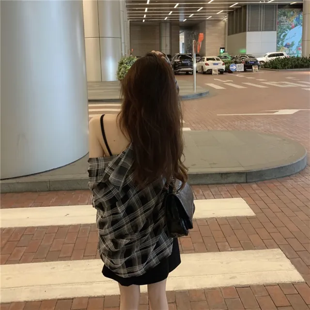 【D.studio】韓版薄款格紋微透襯衫防曬外套(上衣 女裝 衣服 外套 薄外套 罩衫 防曬外套 小外套 J161)