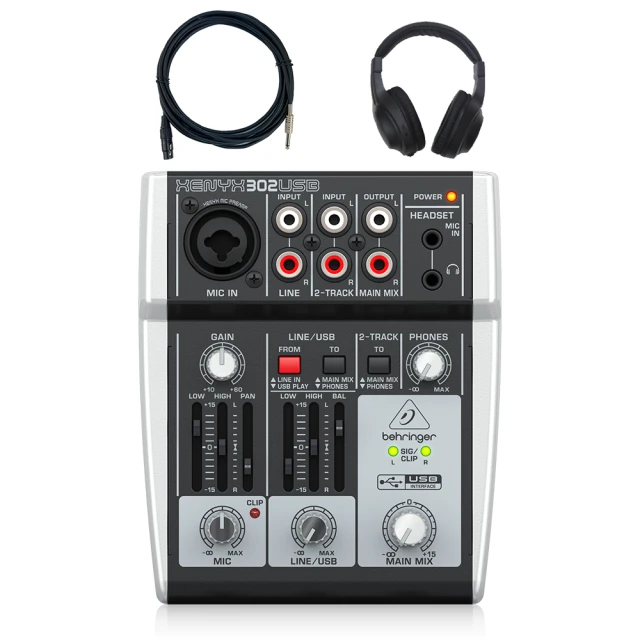 BEHRINGER 302USB 專業級小型混音器-耳機套裝組/原廠公司貨(套裝組)