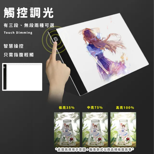 【初學者必備】三檔調光LED柔光護眼透光描圖板(精準描圖 畫板 繪圖板 拷貝板 臨摹 書法 發光板 畫圖)