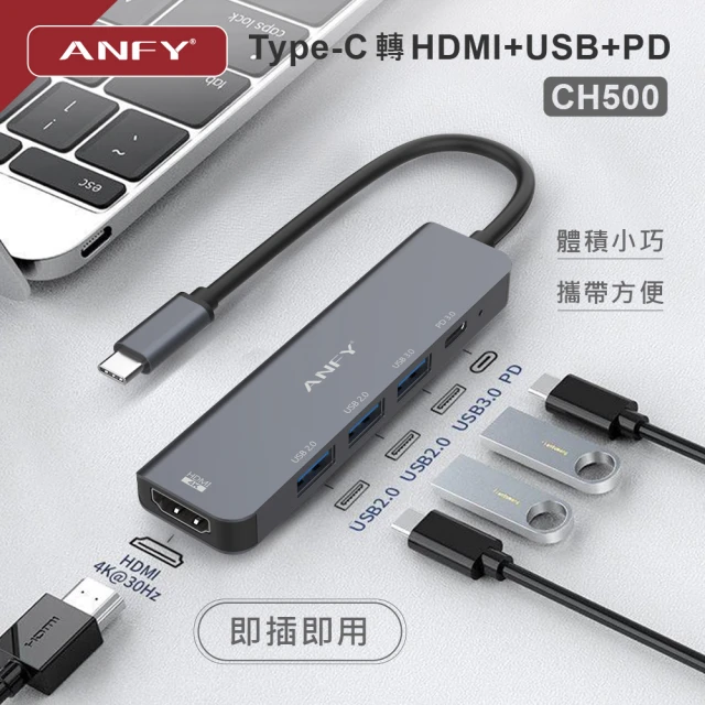 ANFY ANFY CH500 三合一集線器(ANFY Type-C TO HDMI/USB/PD轉接器)