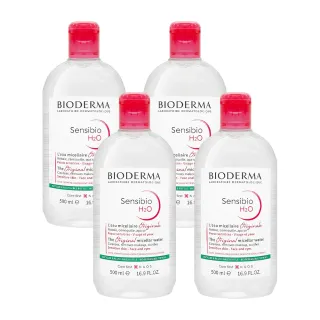 【BIODERMA 貝膚黛瑪】舒敏高效潔膚液 500ml*四入組(國際航空版/卸妝.法文版)