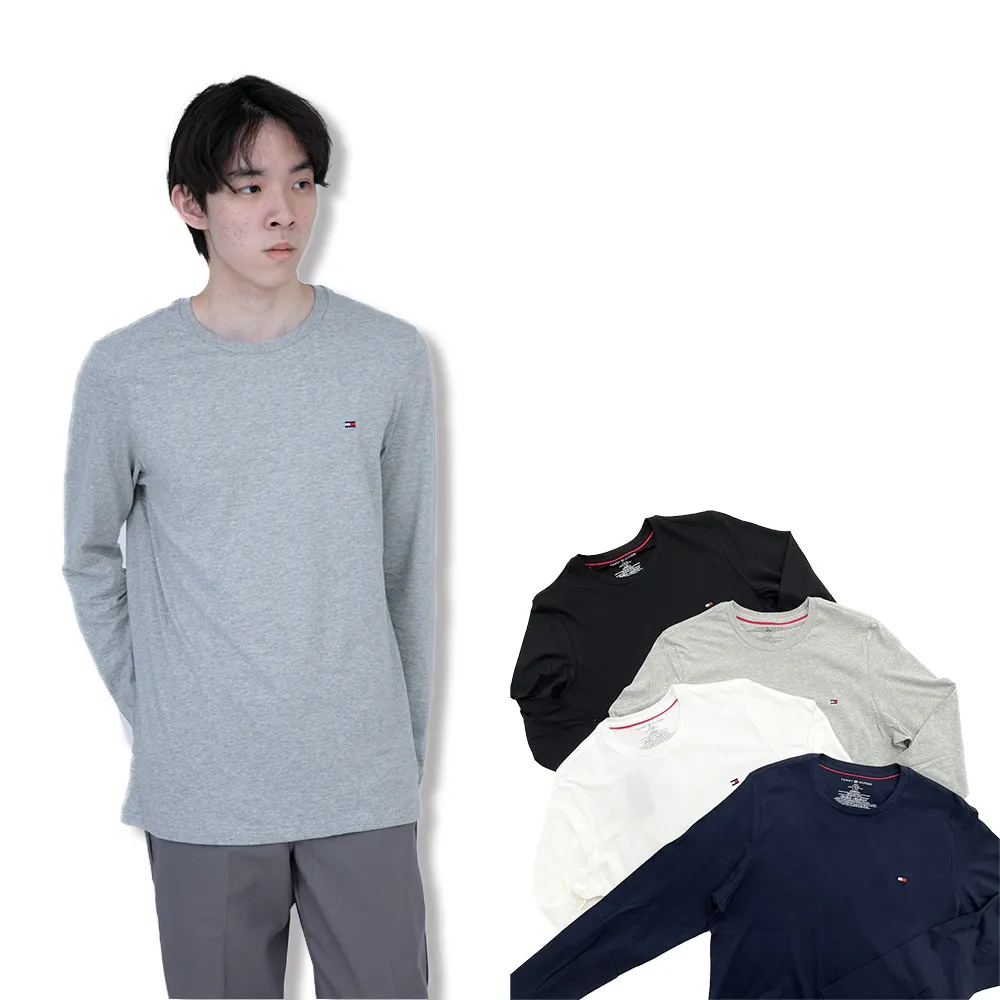 【Tommy Hilfiger】Tommy Hilfiger 長T 現貨 純棉  薄長袖 電繡logo 大尺碼 長袖 上衣  T恤(長袖 T恤9259)