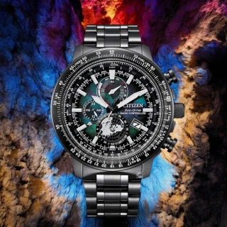 【CITIZEN 星辰】Promaster 宇宙幻彩 光動能錶 電波錶 飛行滑尺 男錶  禮物(BY3005-56E)