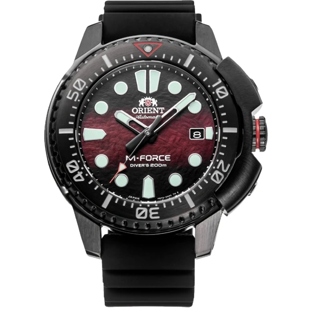 ORIENT 東方錶 M-FORCE FOR AIR DIVING系列 潛水機械錶 膠帶款 紅水鬼 全球限量 - 45mm RA-AC0L09R