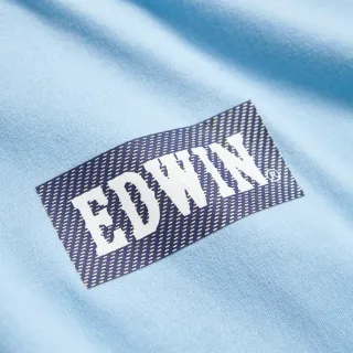 【EDWIN】男裝 BOX LOGO短袖T恤(淺藍色)