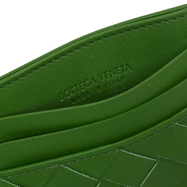 【BOTTEGA VENETA 寶緹嘉】簡約手工編織小牛皮拼接信用卡名片證件隨身卡夾(酪梨綠)